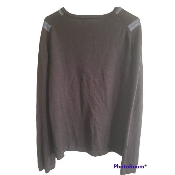 Banana‎ Republic Men's Wool Sweater Size L Brown Purple Gray Stripe - Picture 2 of 6